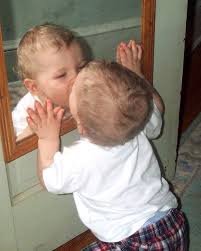 baby at mirror
